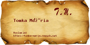 Tomka Mária névjegykártya